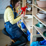 Rebecca Brown working in her studio 2019